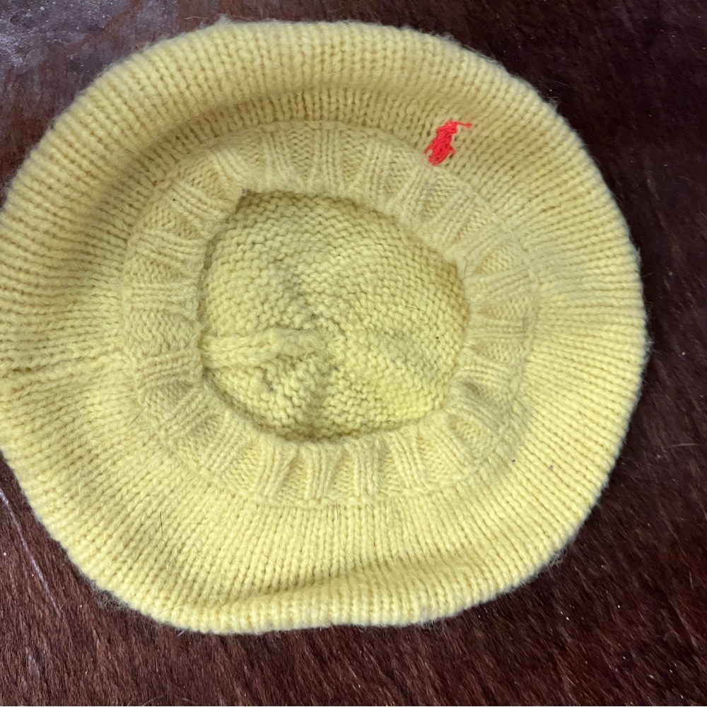 Polo Yellow Knit Beret for women